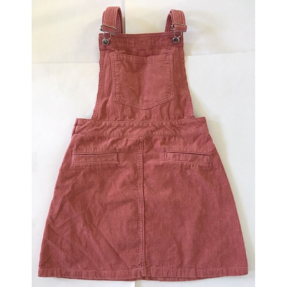 Divided Sz 4 Mauve Corduroy Overall Mini Dress With Side Zipper & Front Pocket